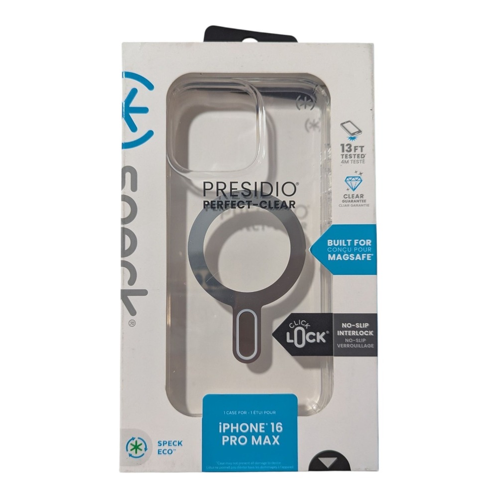 L7-U Speck Presidio Perfect Clear MagSafe ClickLock Case iPhone 16‎ Pro Max